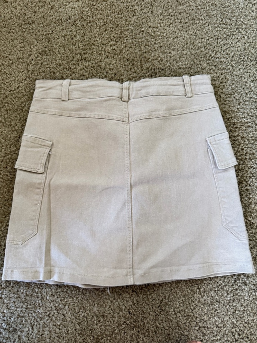 Utility Cargo Pocket Mini Skirt in Light Beige
